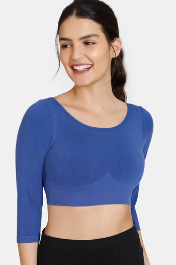 Buy Zivame Double Layered Non Wired Full Coverage Blouse Bra With Removable Cookies - Sodalite Blue